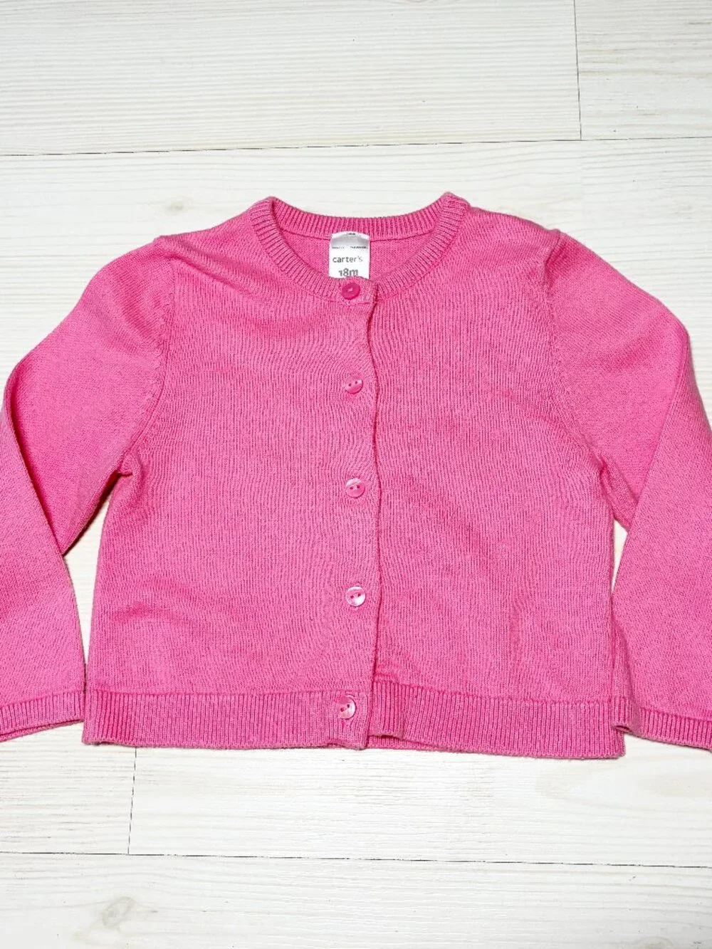 Carter's Baby Girl Pink Button-Front Knit Cardigan Sweater, Size 18M
